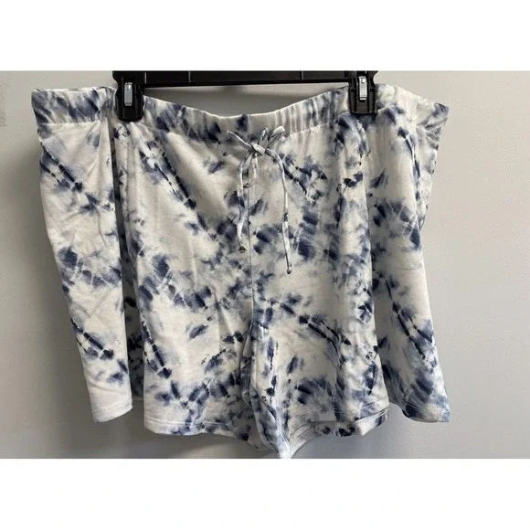 NEW Lucky Brand Women's XXL 3-Pc Pajama Set T-shirt Joggers Shorts Blue Tie Dye - Picture 9 of 14